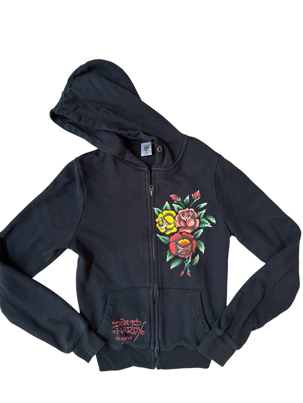 ED HARDY BLACK ZIP-FRONT HOODIE!!